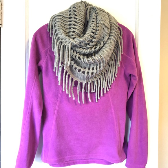 Tickled Pink Accessories - Grey Fringed Infinity Scarf NWOT